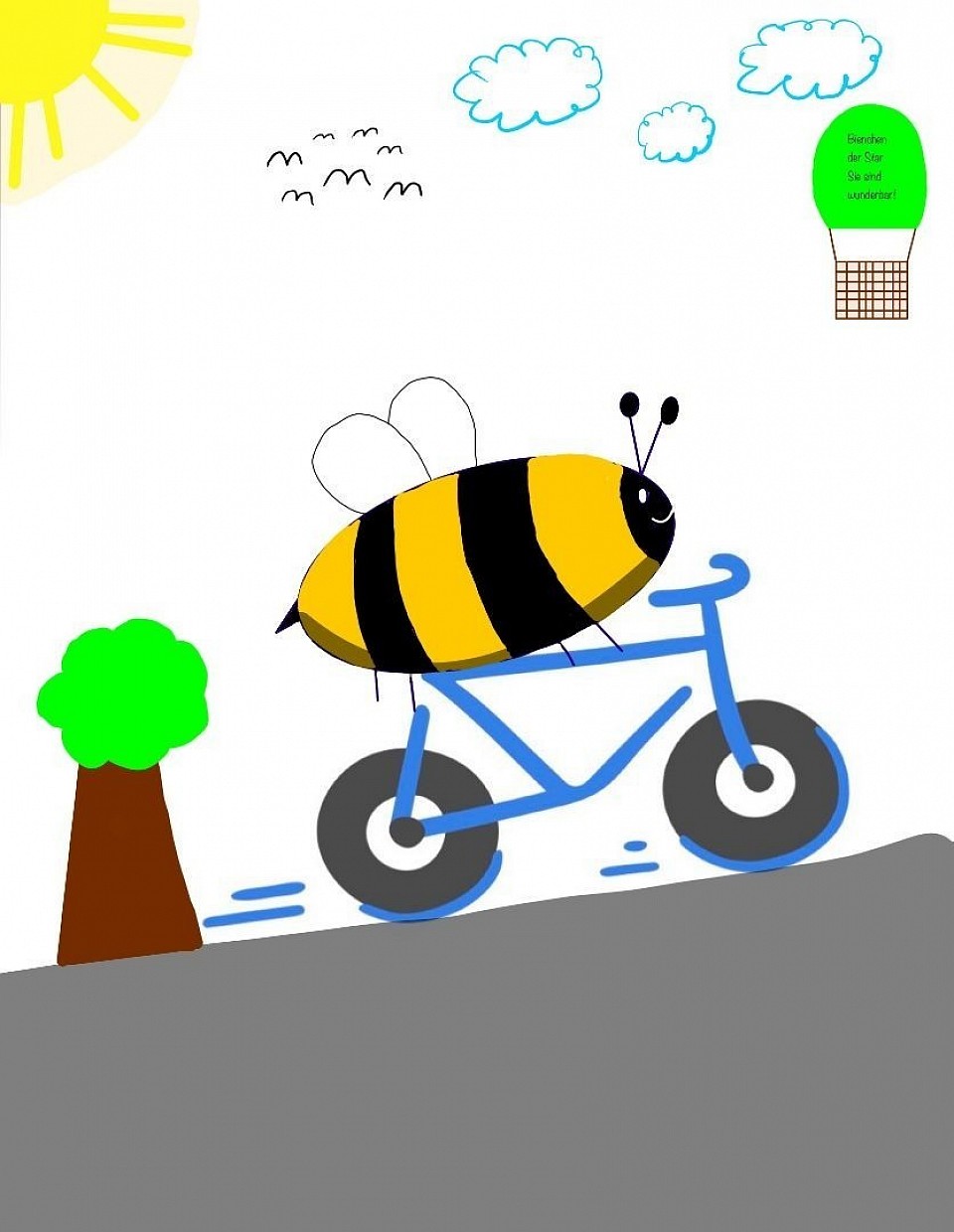 Bienchen fährt umweltbewusst Fahrrad